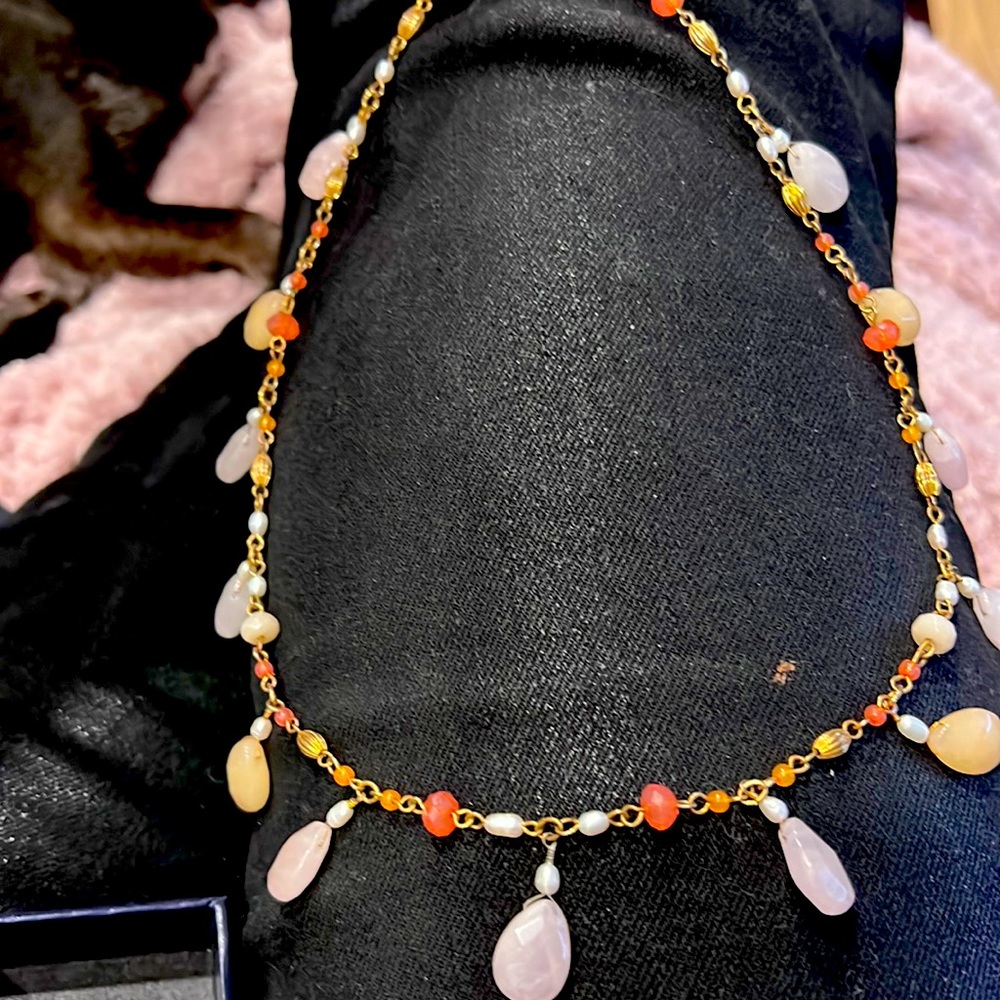 Ralph Lauren stone and pearl necklace 19 inches.